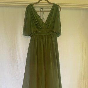 Olive Green Floor Length Bridesmaid Dress